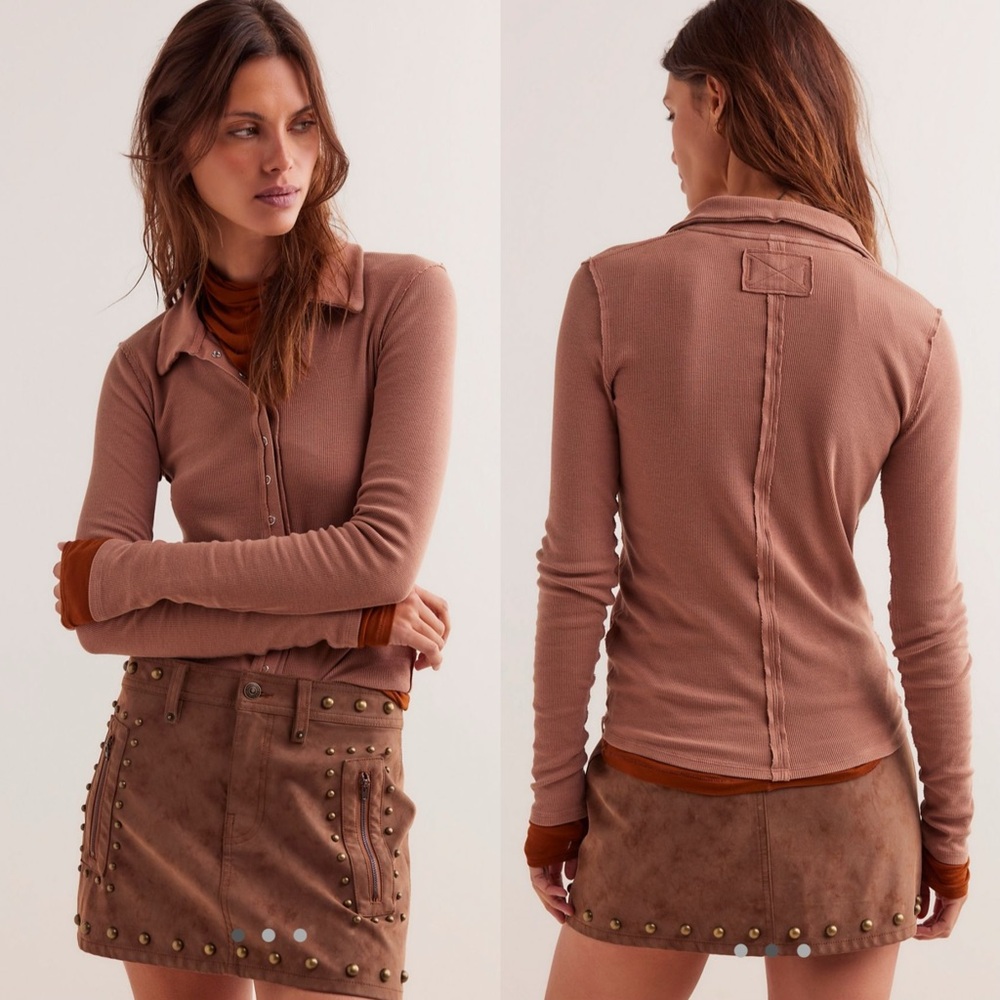 Free people we the free Betty Button down Top